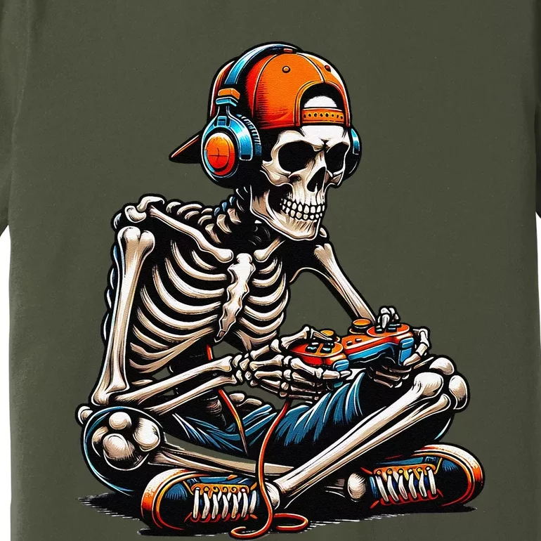 Halloween Skeleton Gamer Video Gaming Premium T-Shirt