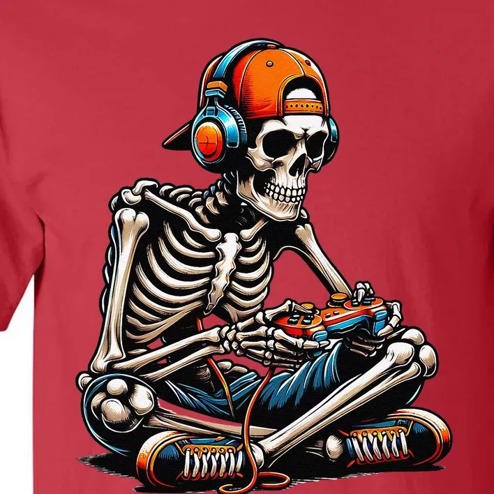 Halloween Skeleton Gamer Video Gaming Tall T-Shirt