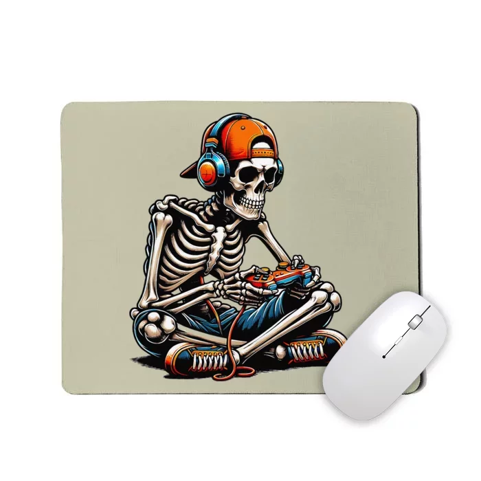 Halloween Skeleton Gamer Video Gaming Mousepad