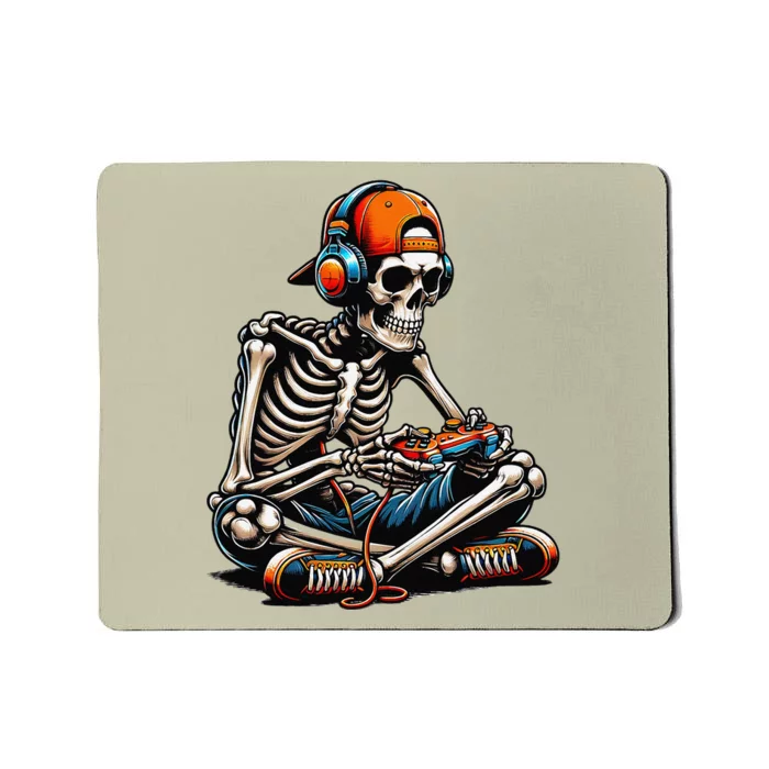 Halloween Skeleton Gamer Video Gaming Mousepad