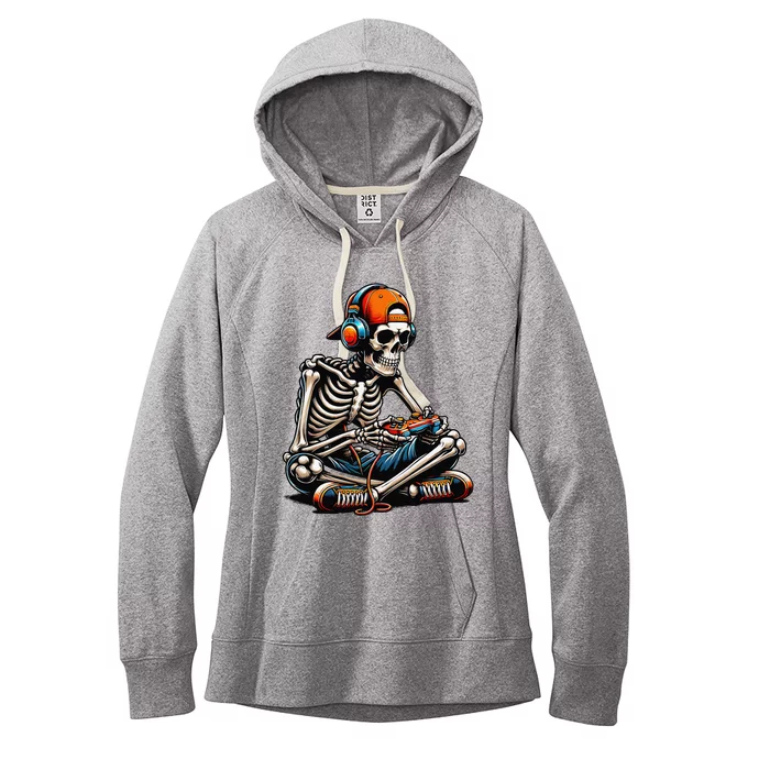 Halloween Skeleton Gamer Video Gaming Women's Fleece Hoodie