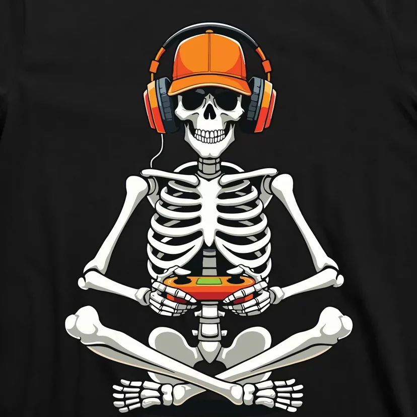 Halloween Skeleton Gamer Video Gaming T-Shirt