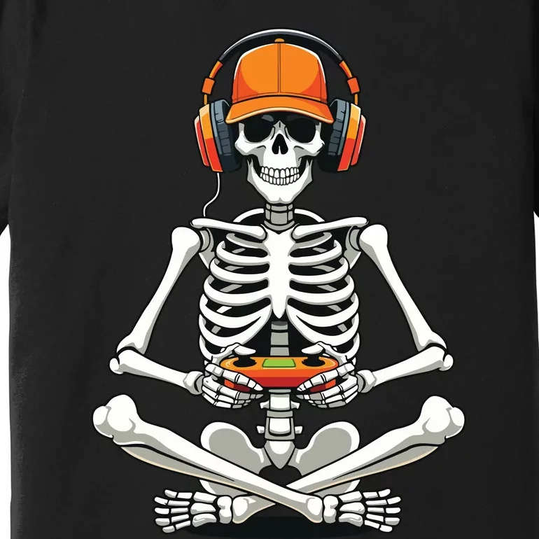 Halloween Skeleton Gamer Video Gaming Premium T-Shirt