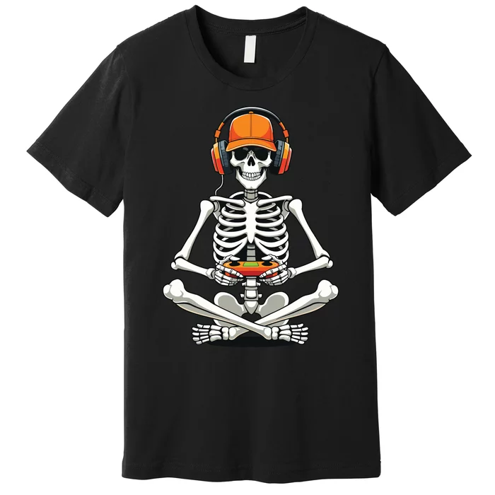 Halloween Skeleton Gamer Video Gaming Premium T-Shirt