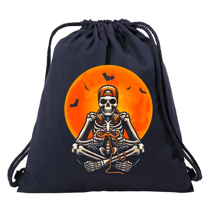 Halloween Skeleton Gamer Video Gaming Ns Gift Drawstring Bag