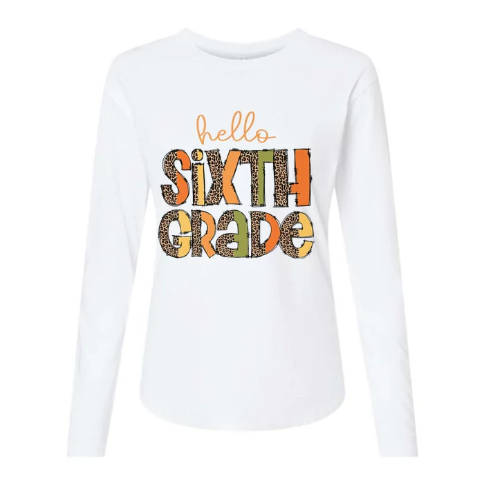 Hello Sixth Grade Funny Girl Back To School Womens Cotton Relaxed Long Sleeve T-Shirt