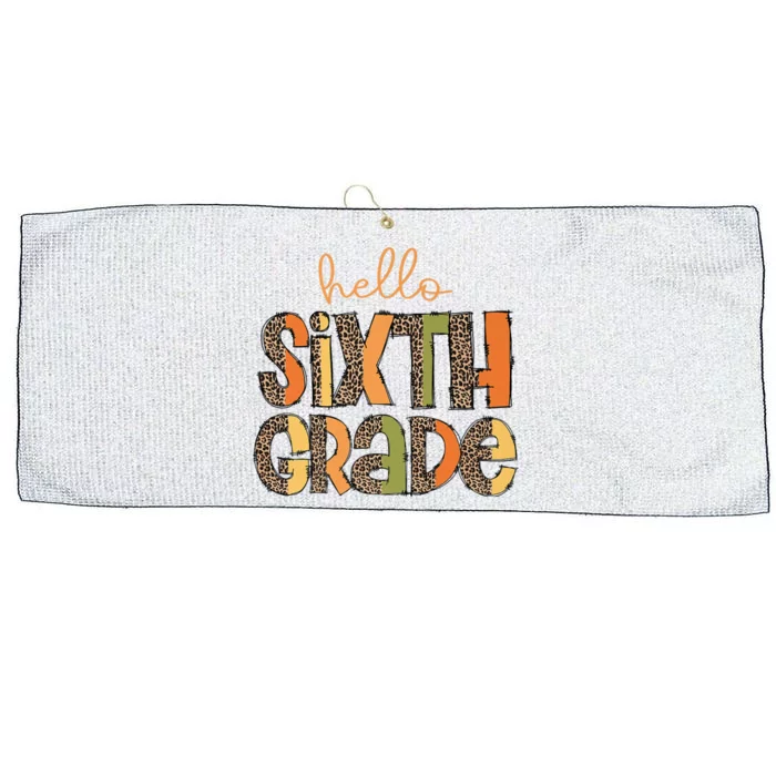 Hello Sixth Grade Funny Girl Back To School Large Microfiber Waffle Golf Towel