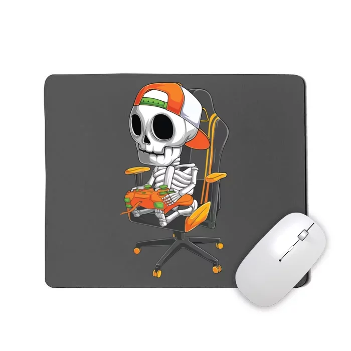 Halloween Skeleton Gamer Video Gaming Teens Mousepad