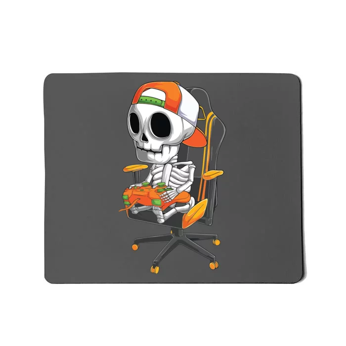 Halloween Skeleton Gamer Video Gaming Teens Mousepad