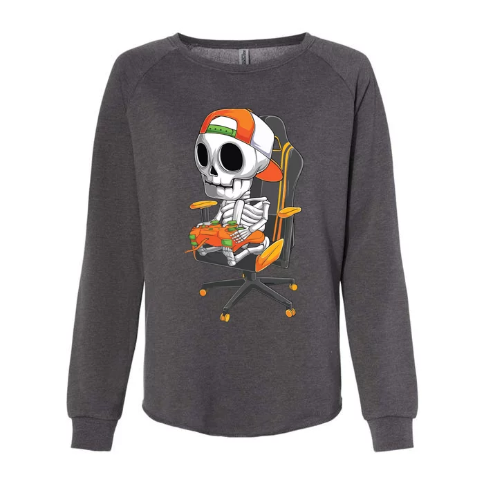 Halloween Skeleton Gamer Video Gaming Teens Womens California Wash Sweatshirt