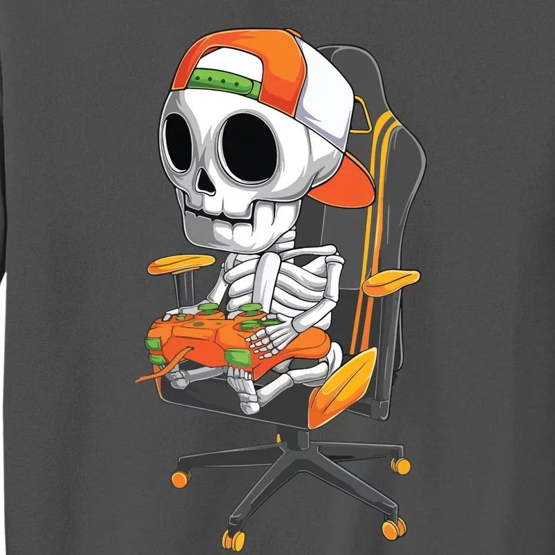 Halloween Skeleton Gamer Video Gaming Teens Tall Sweatshirt