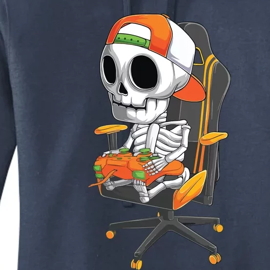 Halloween Skeleton Gamer Video Gaming Teens Women's Pullover Hoodie