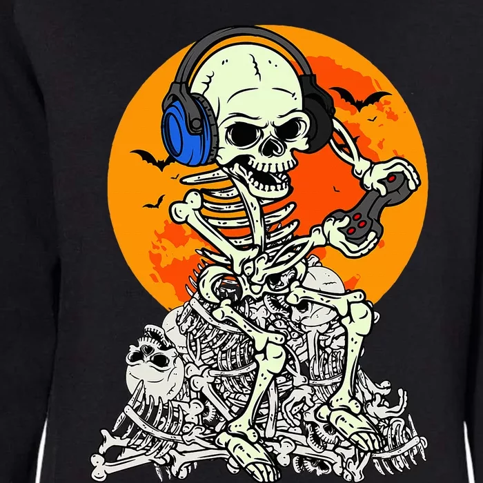 Halloween Skeleton Gamer Skull Moon Gaming Womens California Wash Sweatshirt