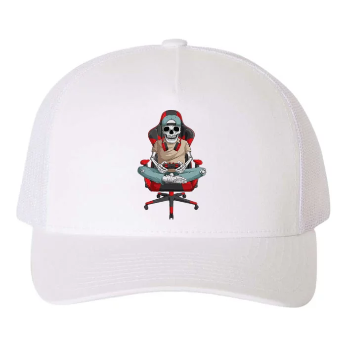 Halloween Skeleton Gamer Video Gaming Yupoong Adult 5-Panel Trucker Hat