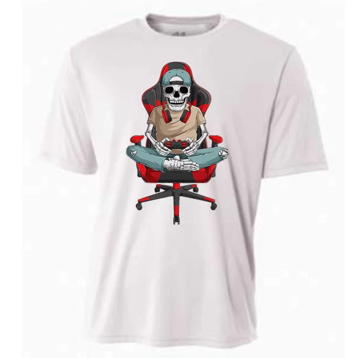 Halloween Skeleton Gamer Video Gaming Cooling Performance Crew T-Shirt