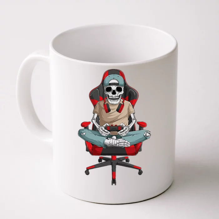 Halloween Skeleton Gamer Video Gaming Front & Back Coffee Mug