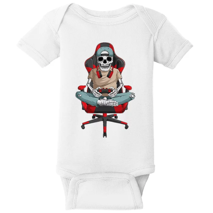 Halloween Skeleton Gamer Video Gaming Baby Bodysuit