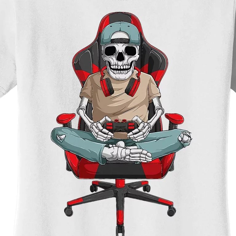 Halloween Skeleton Gamer Video Gaming Women's T-Shirt