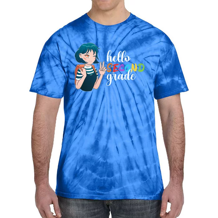 Hello Second Grade Anime Going To School Funny Gift Tie-Dye T-Shirt