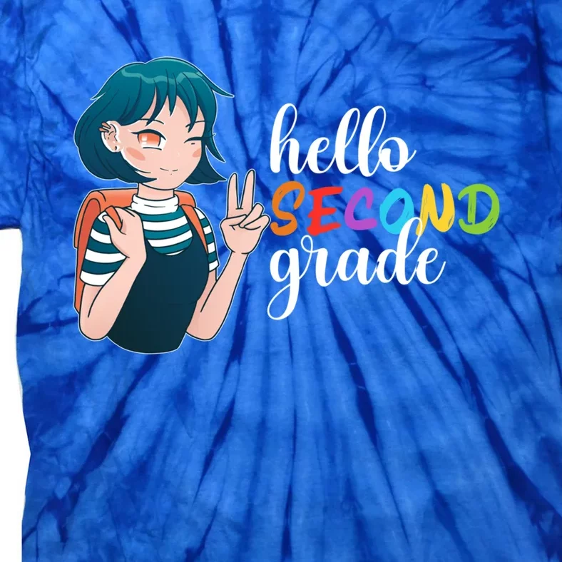 Hello Second Grade Anime Going To School Funny Gift Tie-Dye T-Shirt