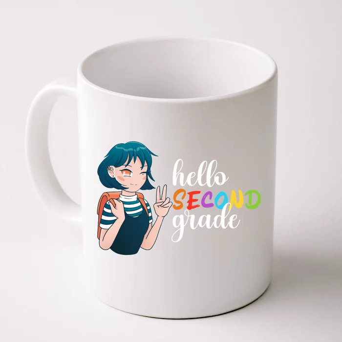 Hello Second Grade Anime Going To School Funny Gift Front & Back Coffee Mug