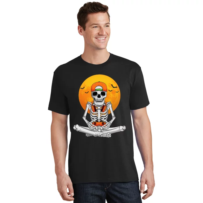 Halloween Skeleton Gamer Video Gaming T-Shirt