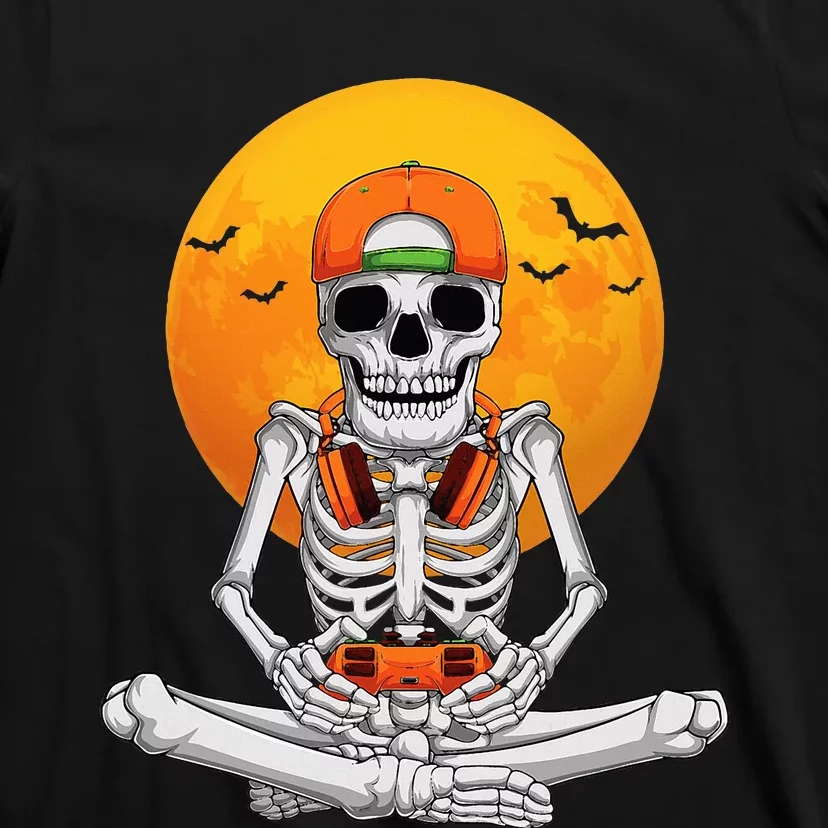 Halloween Skeleton Gamer Video Gaming T-Shirt