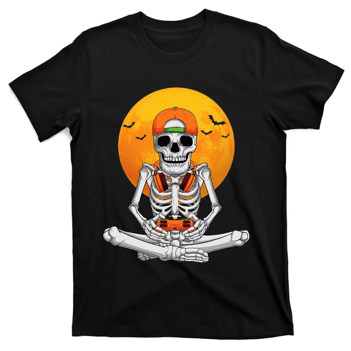 Halloween Skeleton Gamer Video Gaming T-Shirt