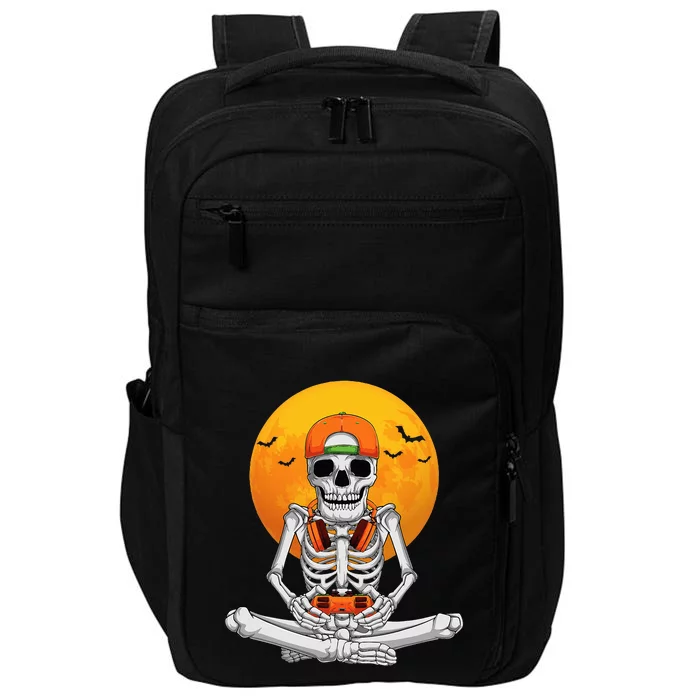 Halloween Skeleton Gamer Video Gaming Impact Tech Backpack