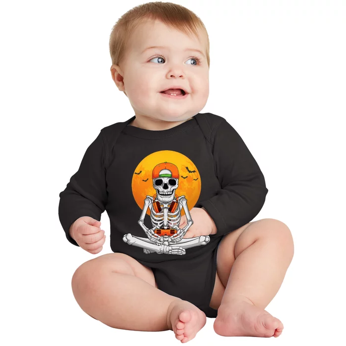 Halloween Skeleton Gamer Video Gaming Baby Long Sleeve Bodysuit