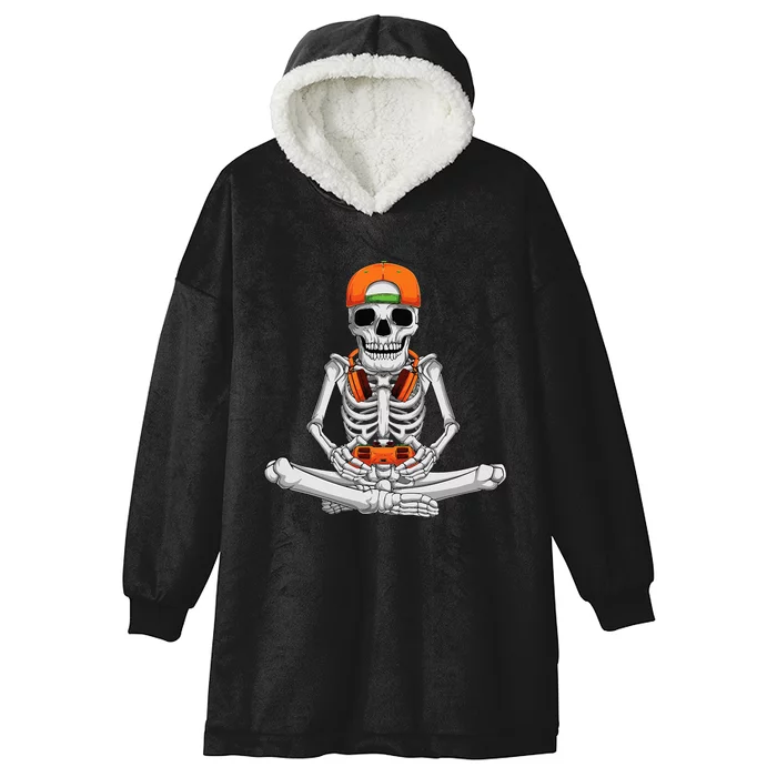 Halloween Skeleton Gamer Video Gaming Hooded Wearable Blanket