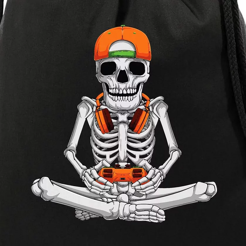 Halloween Skeleton Gamer Video Gaming Drawstring Bag