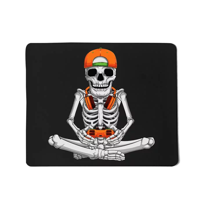 Halloween Skeleton Gamer Video Gaming Mousepad