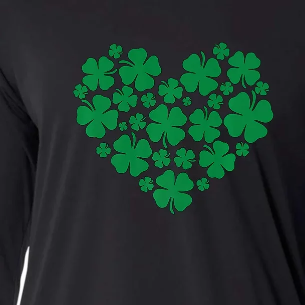 Heart Shamrock Green St Patrick's Day Irish Funny Men Women Cooling Performance Long Sleeve Crew