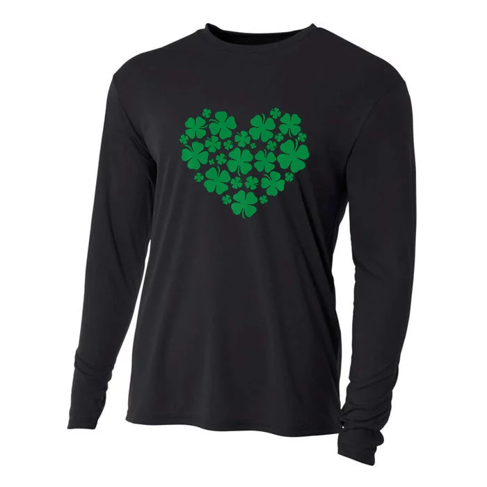 Heart Shamrock Green St Patrick's Day Irish Funny Men Women Cooling Performance Long Sleeve Crew