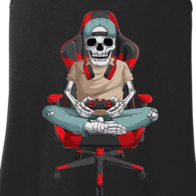 Halloween Skeleton Gamer Video Gaming Ladies Essential Tank