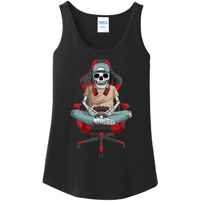 Halloween Skeleton Gamer Video Gaming Ladies Essential Tank