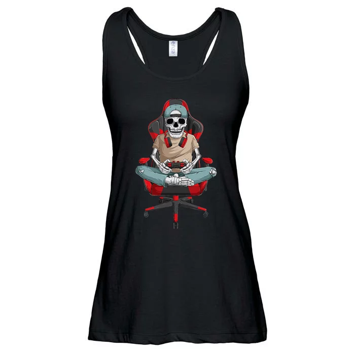 Halloween Skeleton Gamer Video Gaming Ladies Essential Flowy Tank