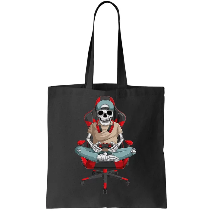 Halloween Skeleton Gamer Video Gaming Tote Bag