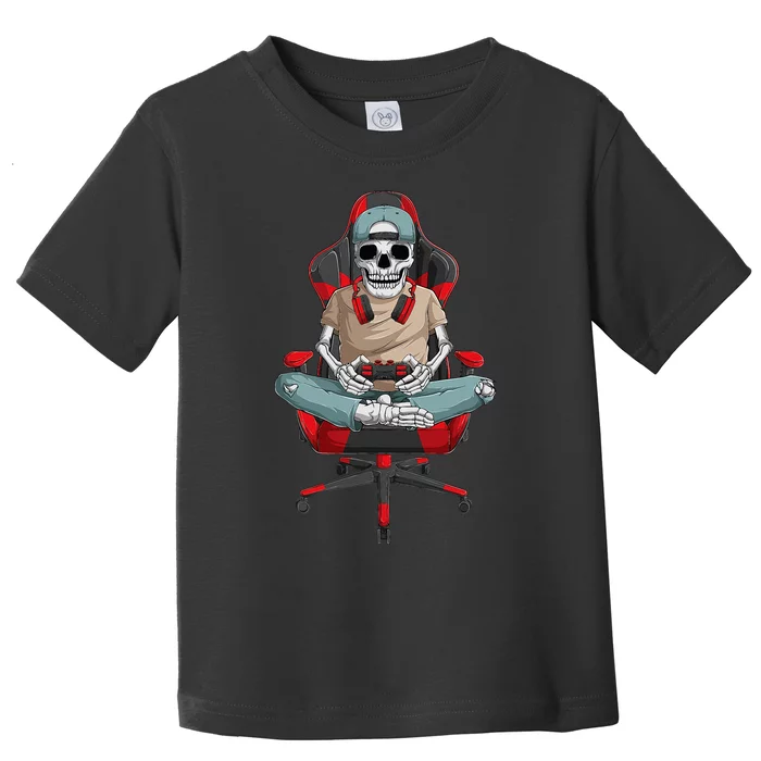 Halloween Skeleton Gamer Video Gaming Toddler T-Shirt