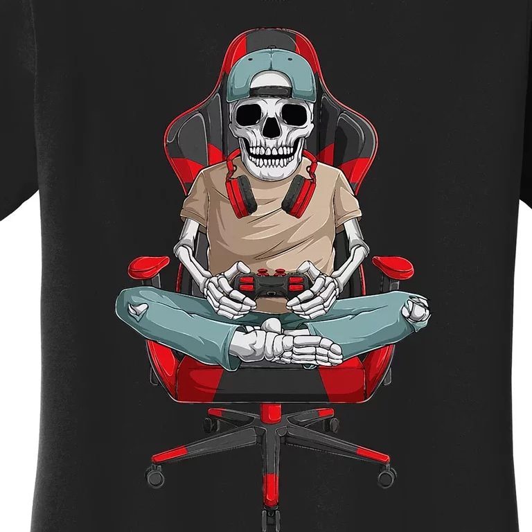 Halloween Skeleton Gamer Video Gaming Women's T-Shirt