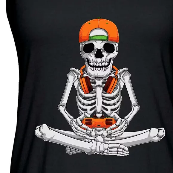 Halloween Skeleton Gamer Video Gaming Ladies Essential Flowy Tank