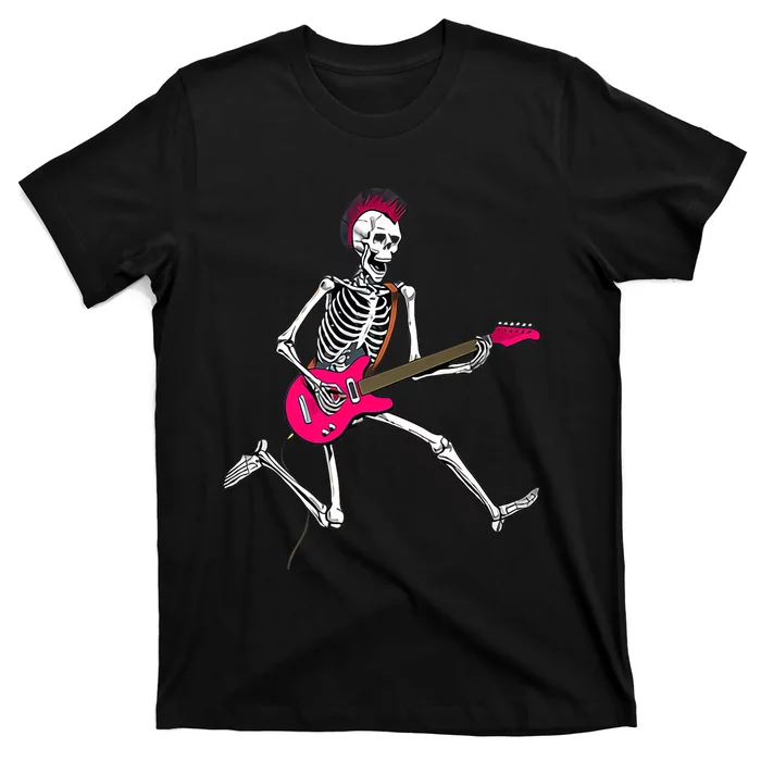 Happy Skeleton Guitar Guy Spooky Halloween Rock Band Concert Premium T-Shirt