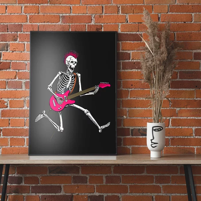 Happy Skeleton Guitar Guy Spooky Halloween Rock Band Concert Premium Poster