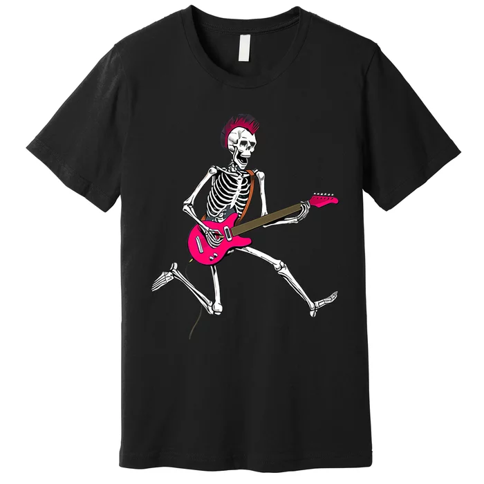 Happy Skeleton Guitar Guy Spooky Halloween Rock Band Concert Premium Premium T-Shirt