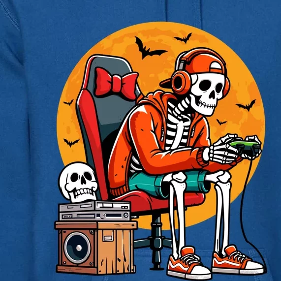 Halloween Skeleton Gamer Funny Video Gaming Halloween Cool Gift Premium Hoodie