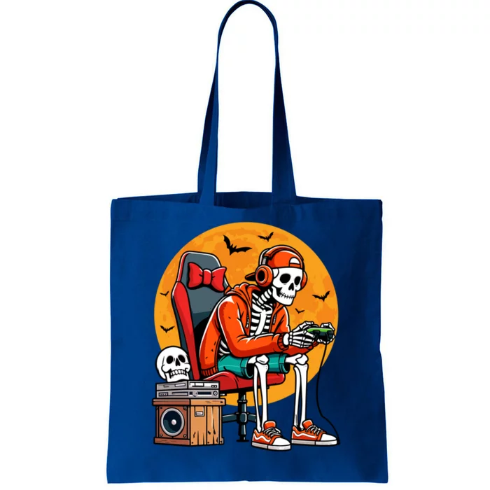 Halloween Skeleton Gamer Funny Video Gaming Halloween Cool Gift Tote Bag