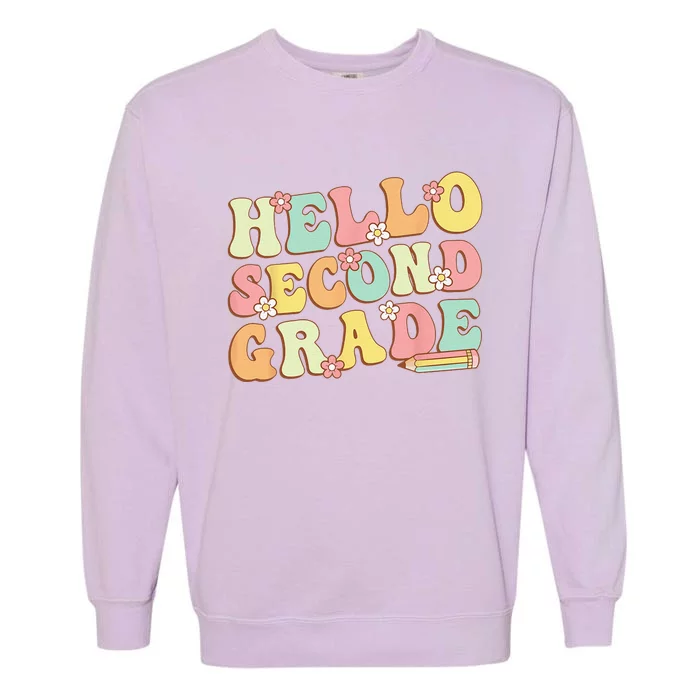 Hello Second Grade Team 2nd Grade Teacher Back School Garment-Dyed Sweatshirt