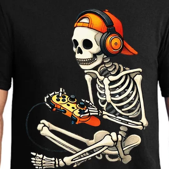 Halloween Skeleton Gamer Video Gaming Pajama Set