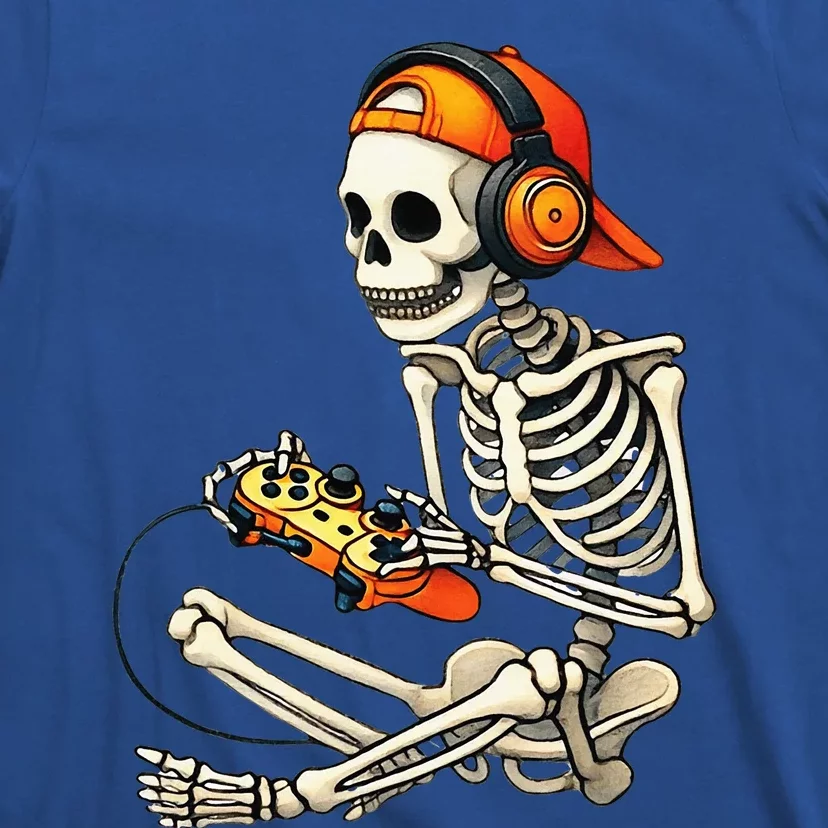 Halloween Skeleton Gamer Video Gaming T-Shirt